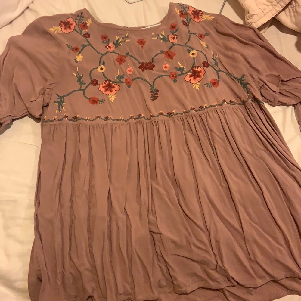 Mauve Shirt with embroidery on top